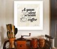 "A Silent Scream for Coffee" by Susan Ball, Print, White Frame