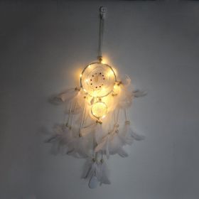 Dream Catcher With LED Lights; Wall Hanging Ornament (Color: White)
